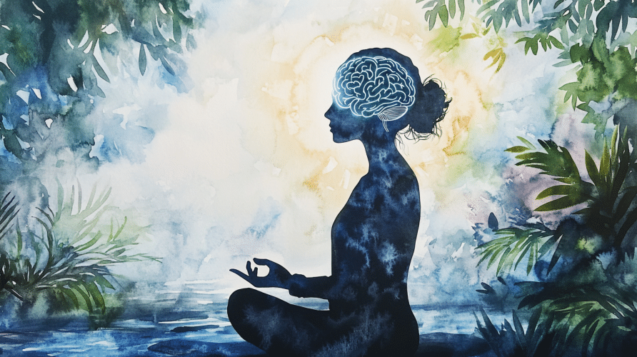 beneficios-del-myo-inositol-imagen-animada-de-chica-meditando-en-la-naturaleza