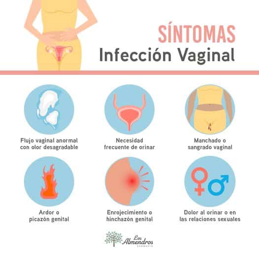 Infografía de los principales síntomas de infección vaginal en mujeres y niñas